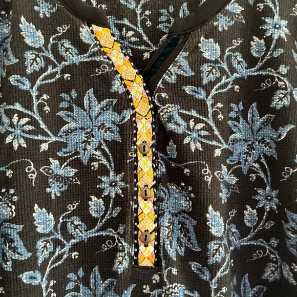 Sundance Thermal Long Sleeve Top Embroidered Placket Blue PXL - Picture 7 of 10